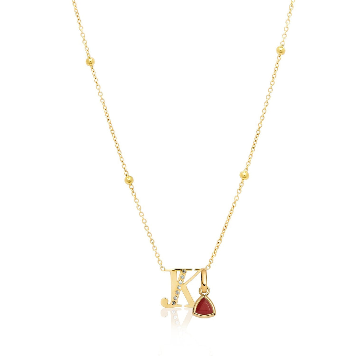 Double Initial Crystal Necklace (Gold)