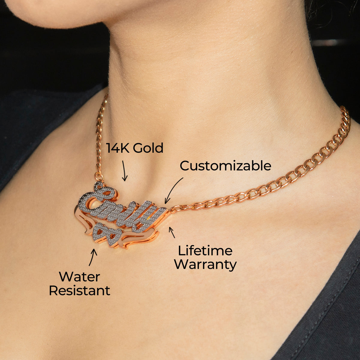 Women Jewelry - Rose Gold Name Necklace | Style # N43