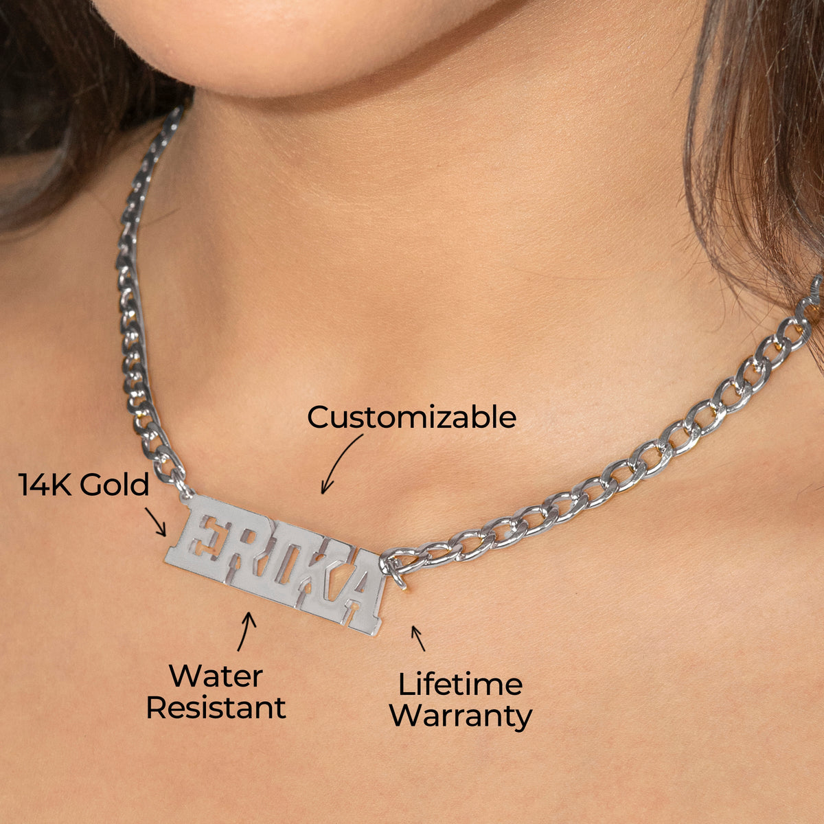 Women Jewelry - White Gold Name Necklace | Style # N07