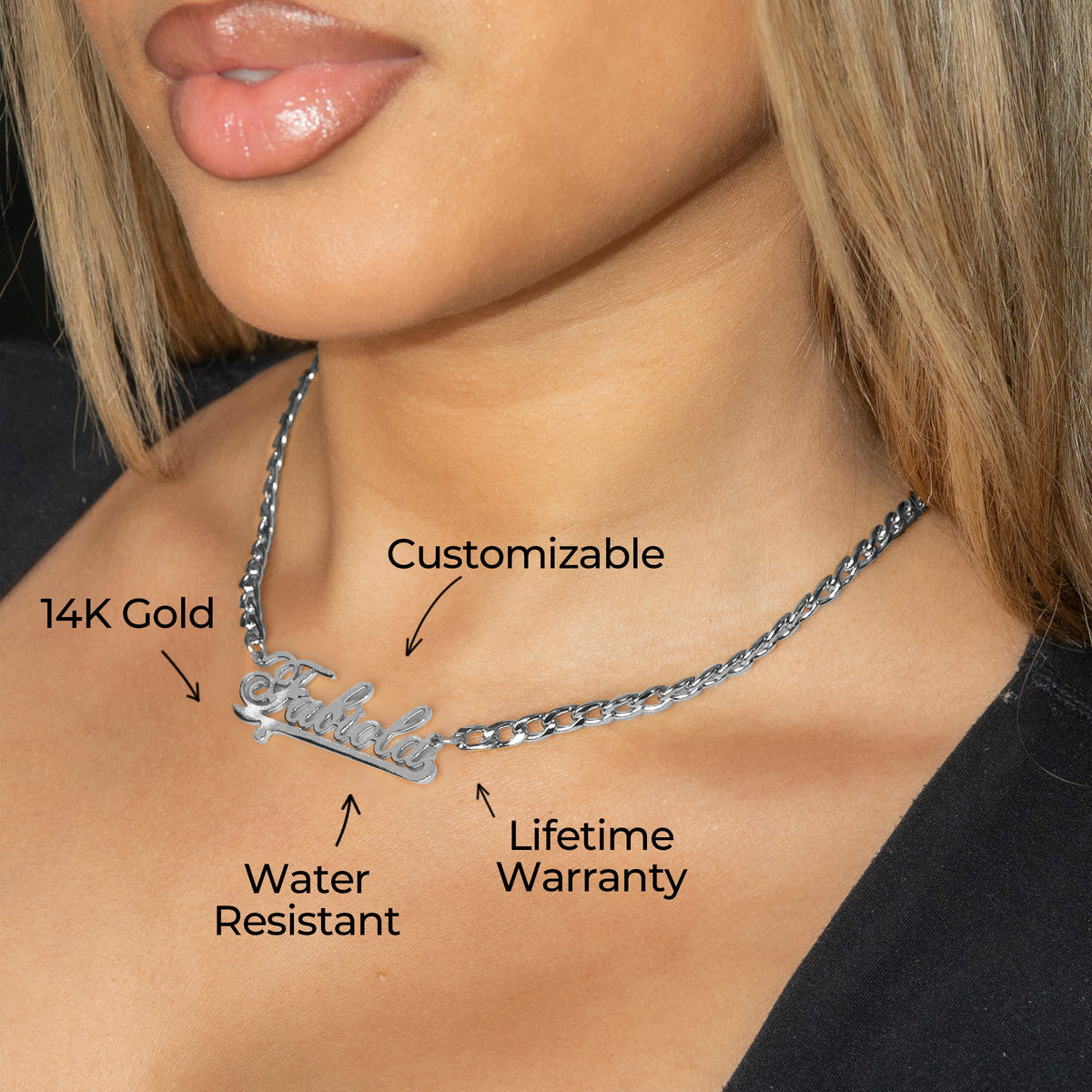 Women Jewelry - White Gold Name Necklace | Style # N23