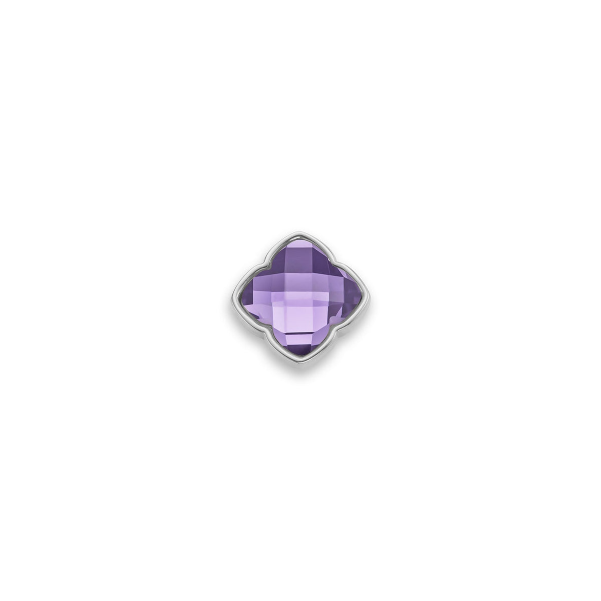 Faceted Birthstone Clover Pendant (Silver)