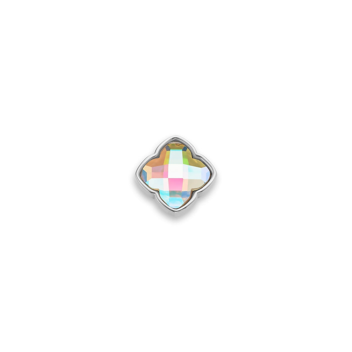 Faceted Birthstone Clover Pendant (Silver)