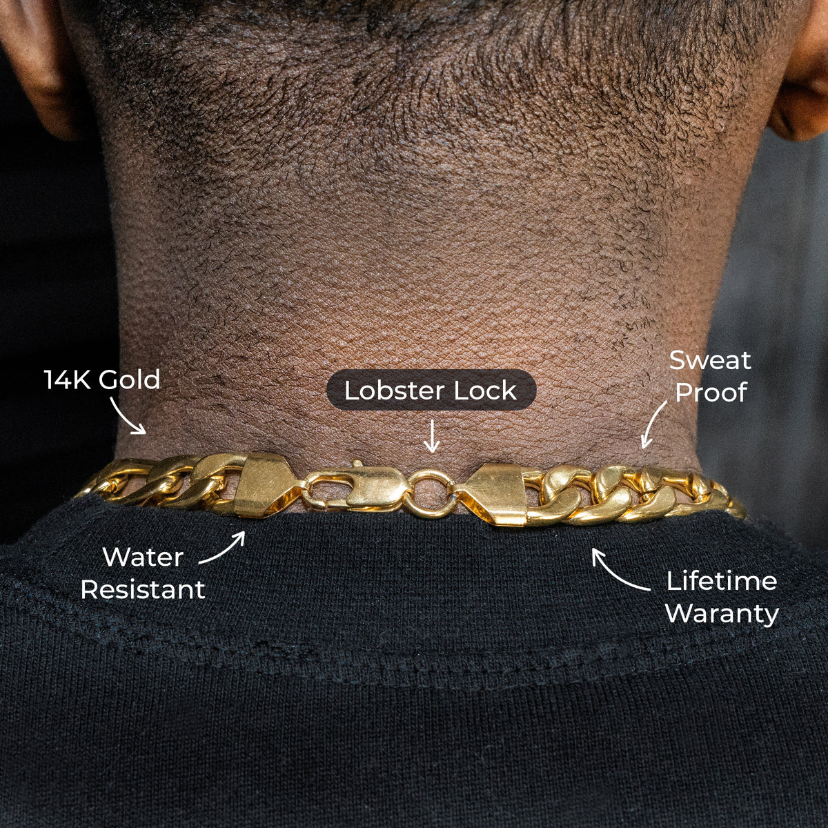 Gold Jewelry -  Mens 14K Gold Figaro Chain