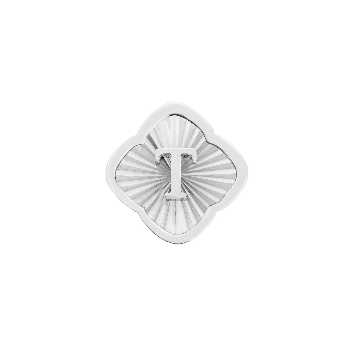 Rosette Textured Clover Charms (Silver) - Initials