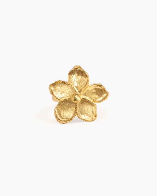 Gold Textured Floral Ring