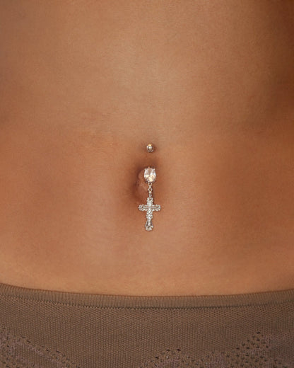 Everette Cross Belly Ring in Silver