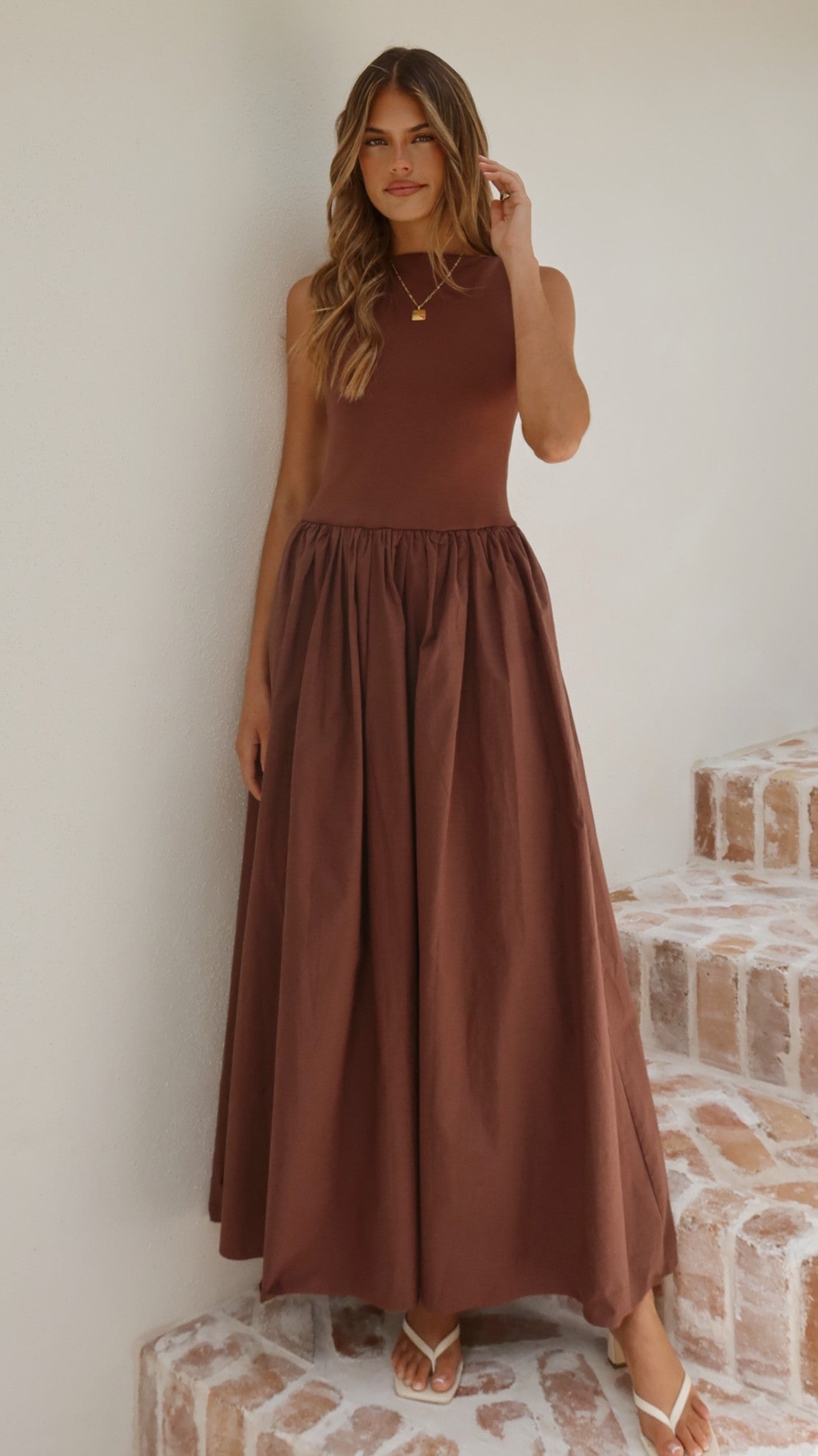 Alita Maxi Dress - Chocolate