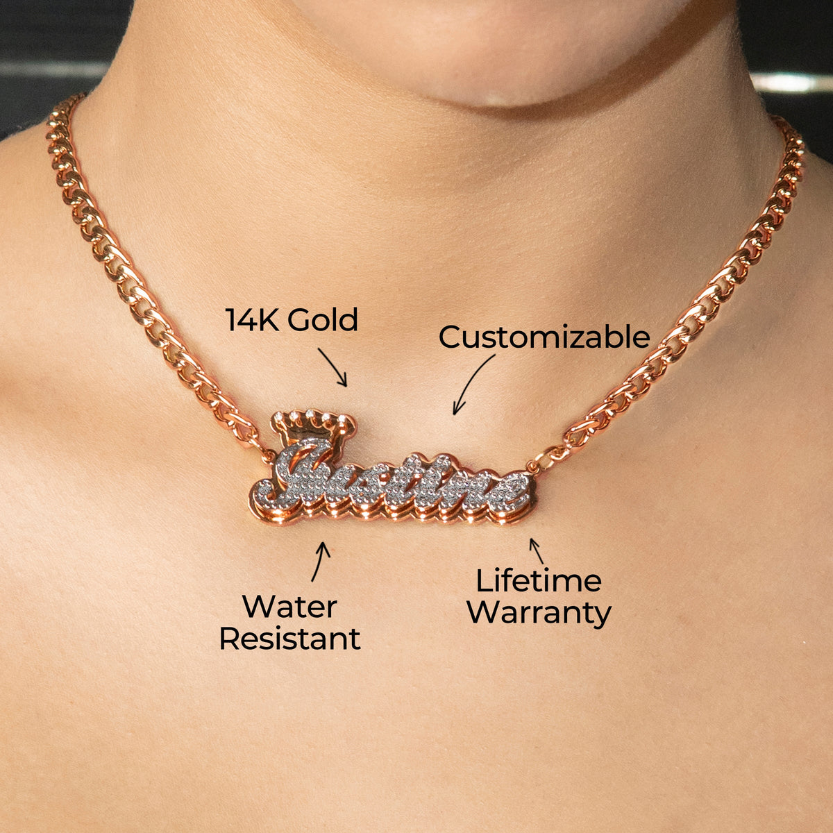 Women Jewelry - Rose Gold Name Necklace | Style # N34
