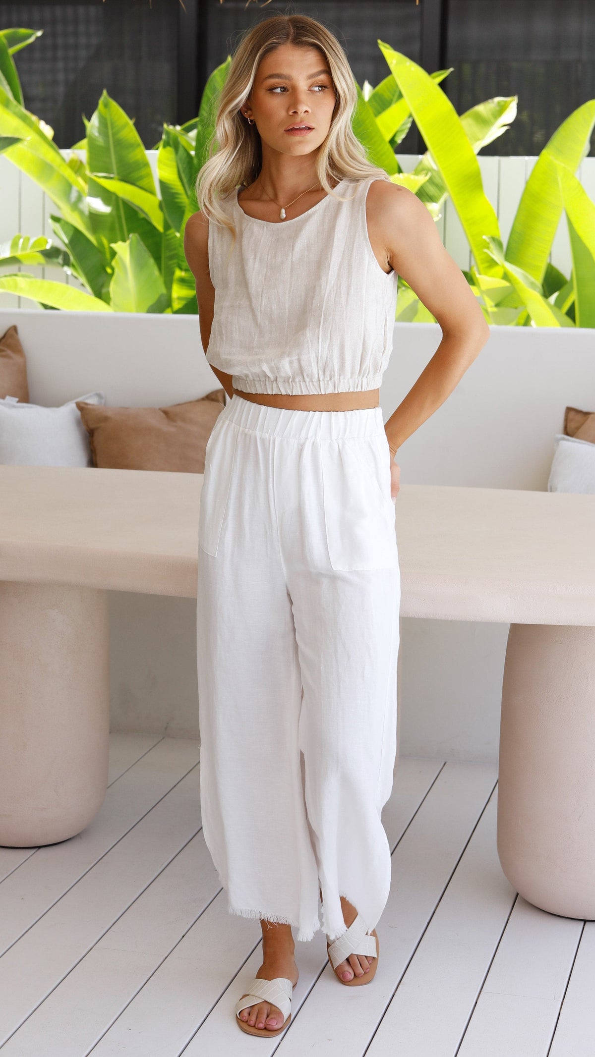 Aimee Linen Top - Oat