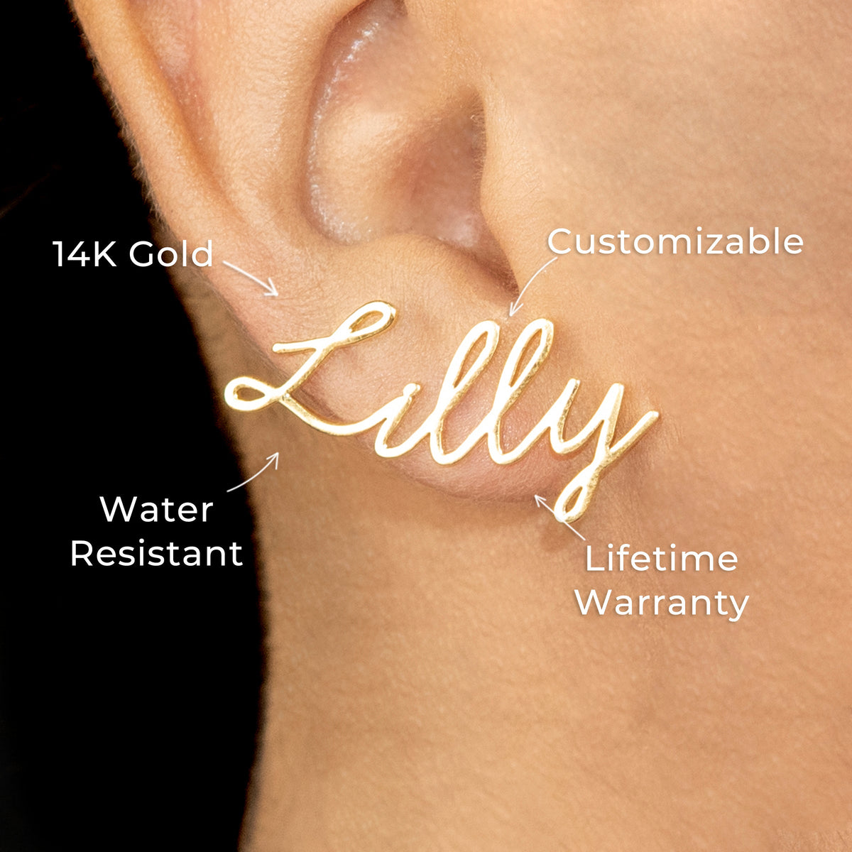 Women Jewelry - 14K Gold Name Plate Earrings | Style # E10