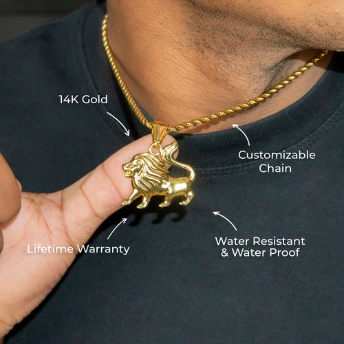 Mens Jewelry - 14K Gold Lion Necklace | Appx. 8.4 Grams