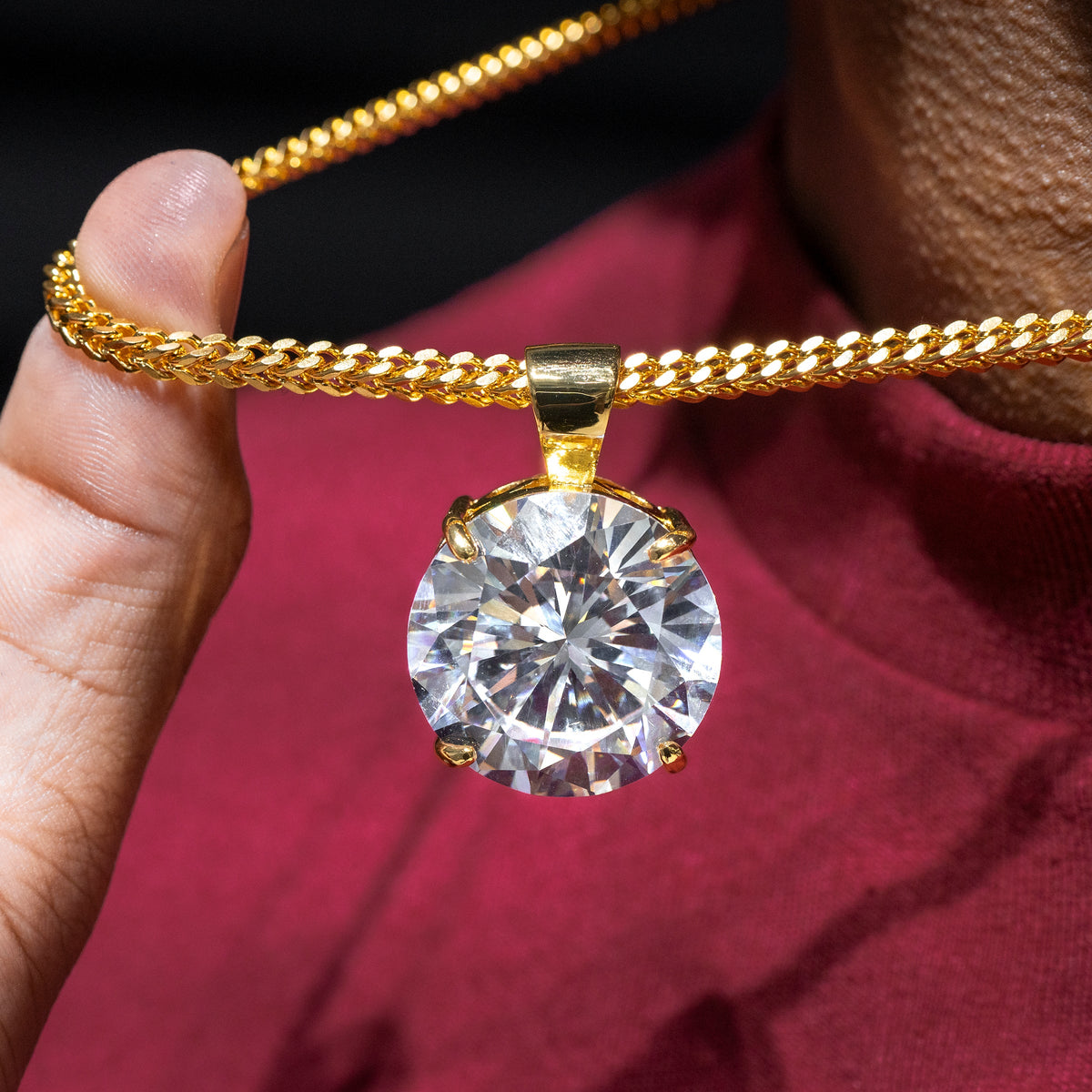 Mens Jewelry - Iced Out VVS Solitaire Cz Pendant | 30 Grams