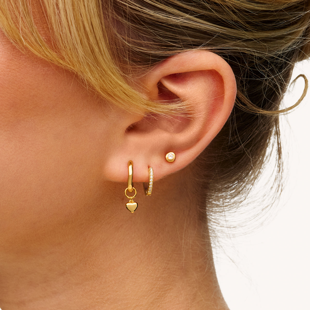 Fine Molten Heart Huggie Earrings (Gold)