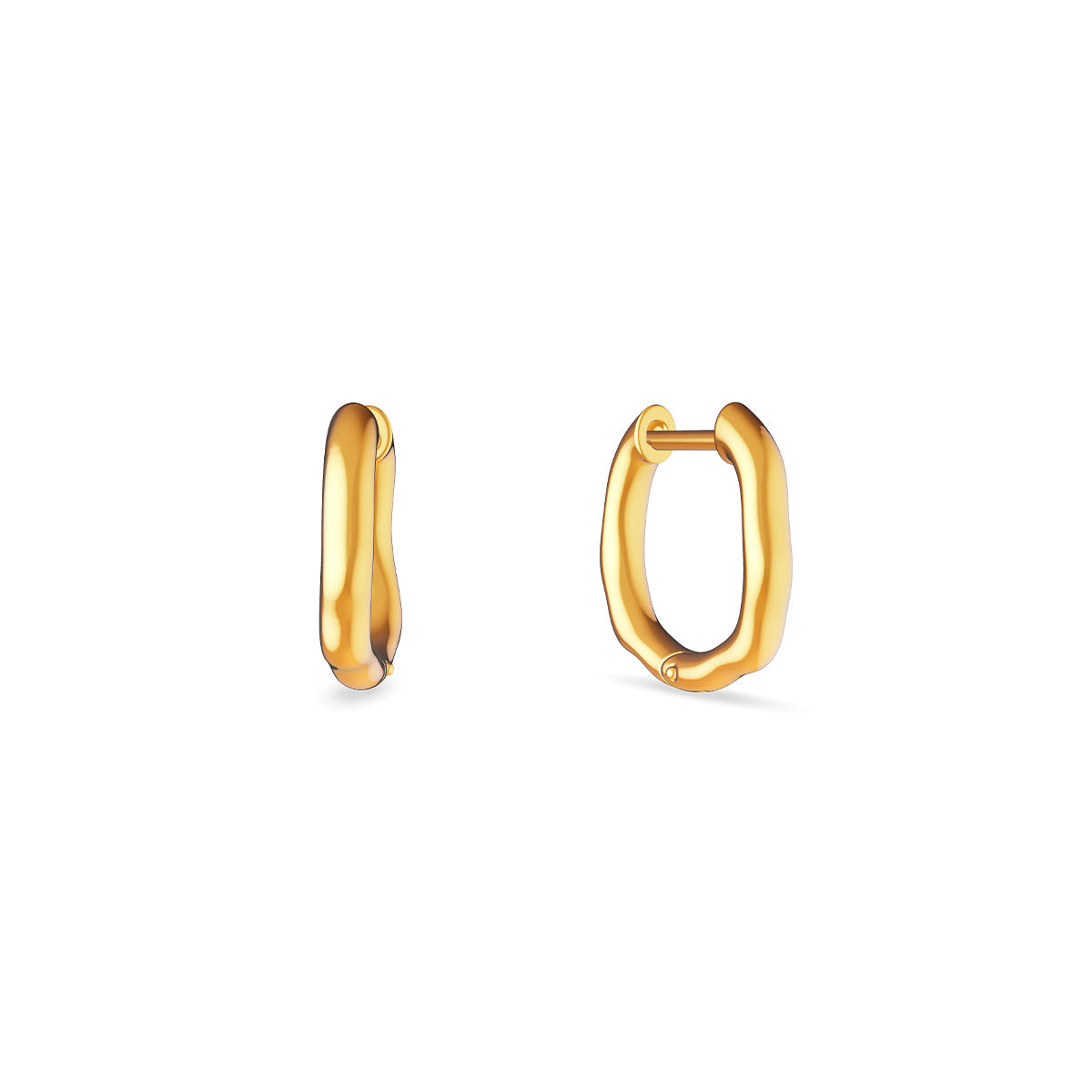 Fine Molten Huggie Earrings (Gold)