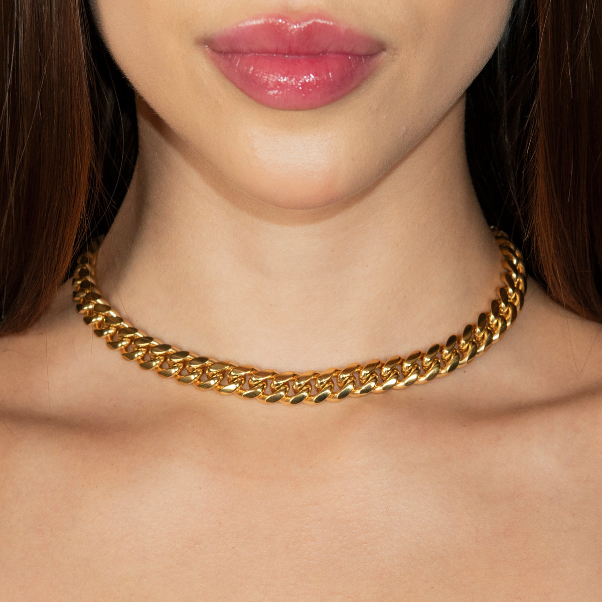 Gold Jewelry - Womens 14K Gold Chain Solid Miami Cuban Link