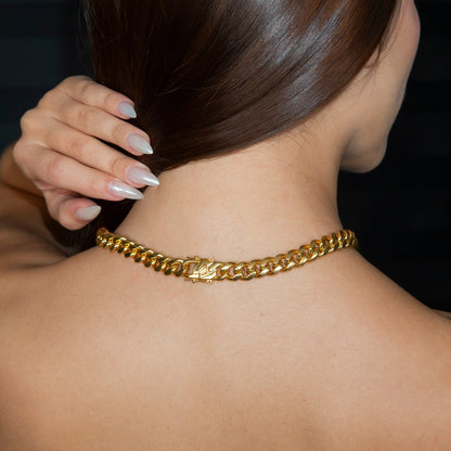 Gold Jewelry - Womens 14K Gold Chain Solid Miami Cuban Link