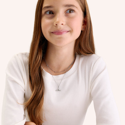 Mini & Me T-Bar Necklace Set (Silver)