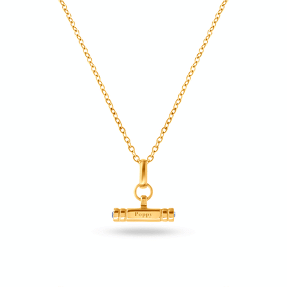 Mini Custom Stamped T-Bar Necklace (Gold)