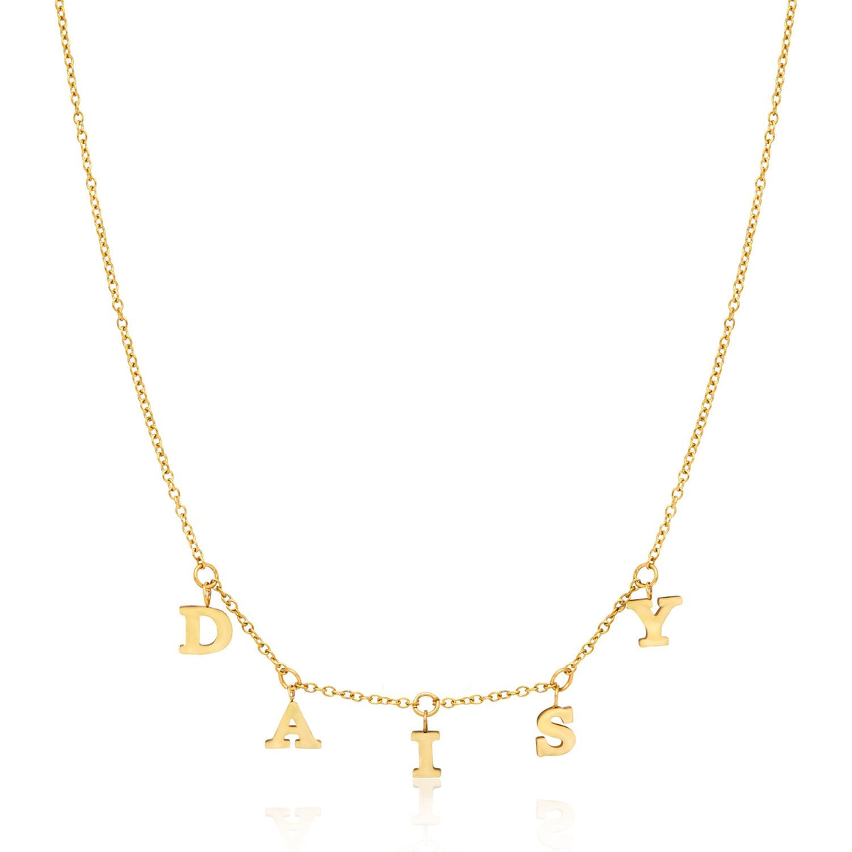 Mini Hanging Letter Name Necklace (Gold)