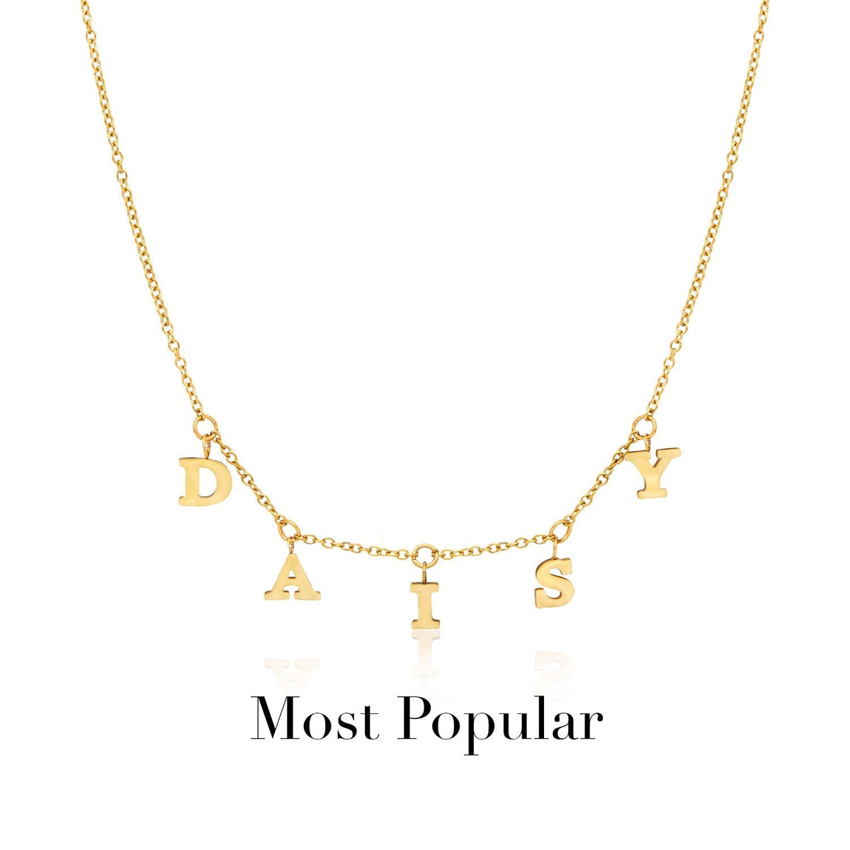 Mini Hanging Letter Name Necklace (Gold)
