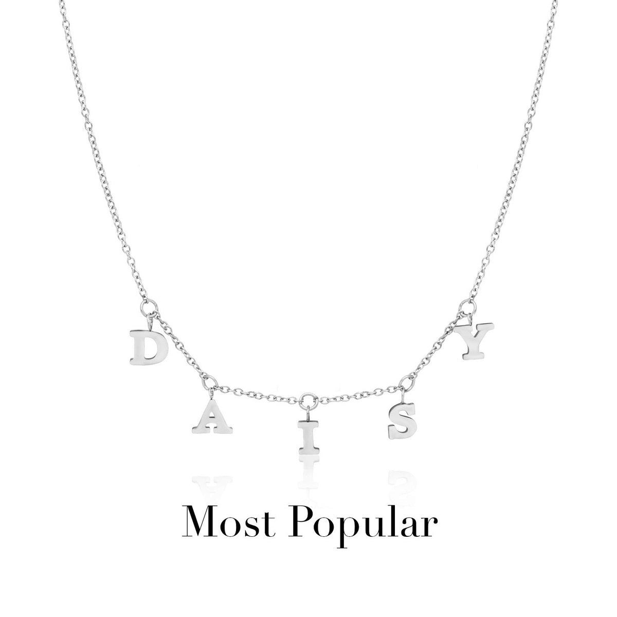 Mini Hanging Letter Name Necklace (Silver)