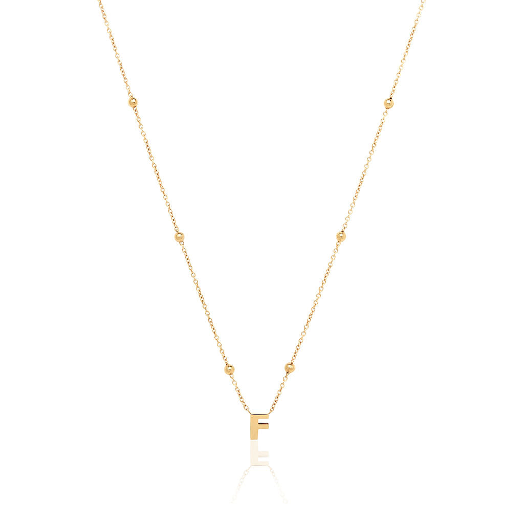 Made Mine Mini Letter Sphere Chain Necklace (Gold)