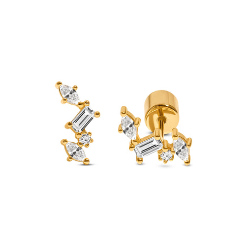 Pavé Climber Earrings (Gold)
