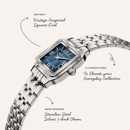 Essence 23mm Navy Watch (Silver)