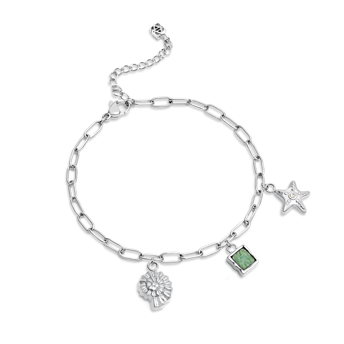 Custom Hanging Ocean Charm Bracelet (Silver)
