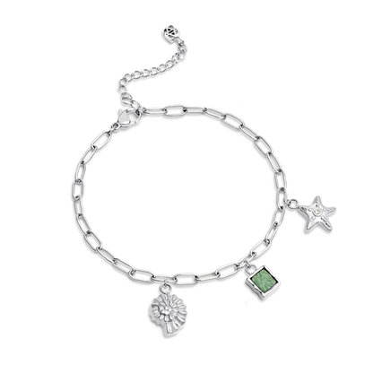 Custom Hanging Ocean Charm Bracelet (Silver)