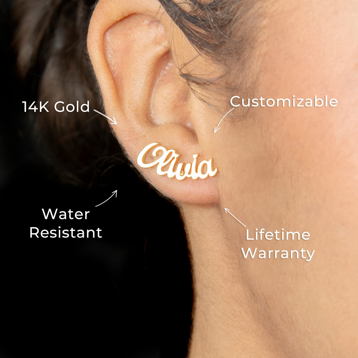 Women Jewelry - 14K Gold Name Earrings | Style # E17