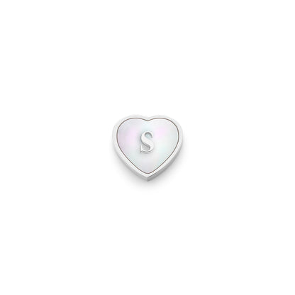 Pearl Heart Charms (Silver) - Initials