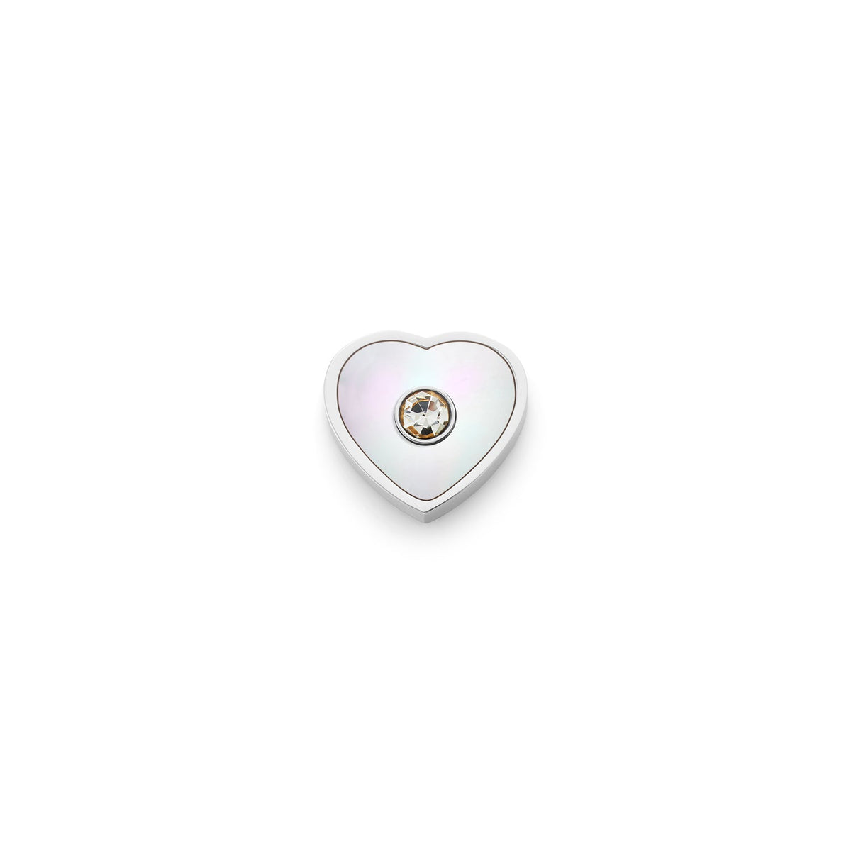 Pearl Heart Charms (Silver) - Birthstone