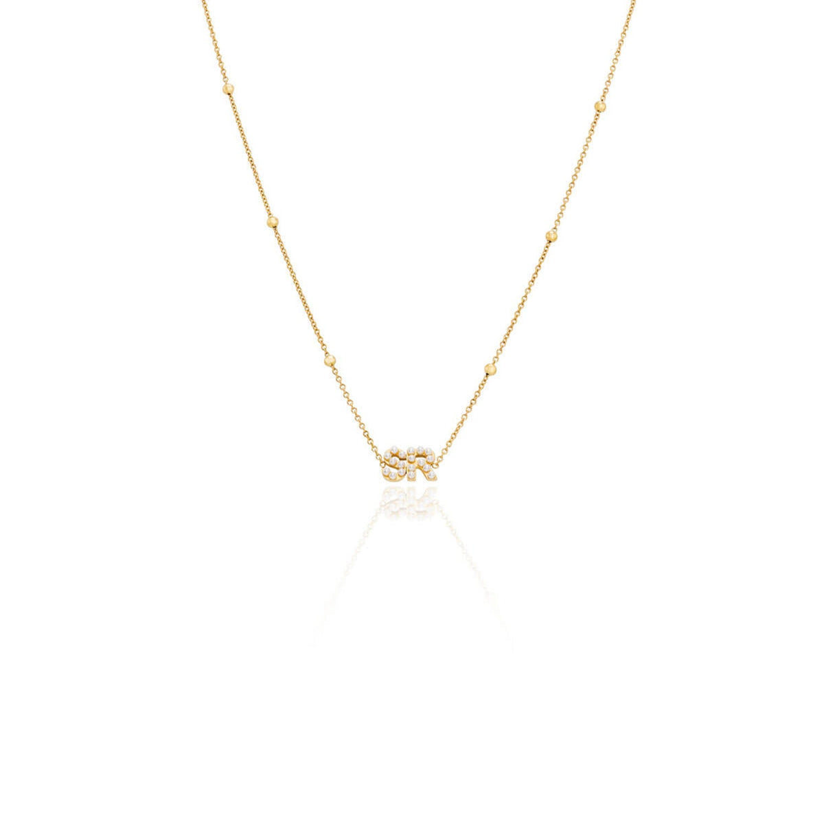 Pearl Initials Sphere Chain Necklace (Gold)
