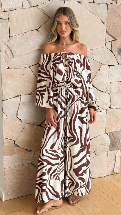 Avery Wide Leg Pants - Luna Mocha