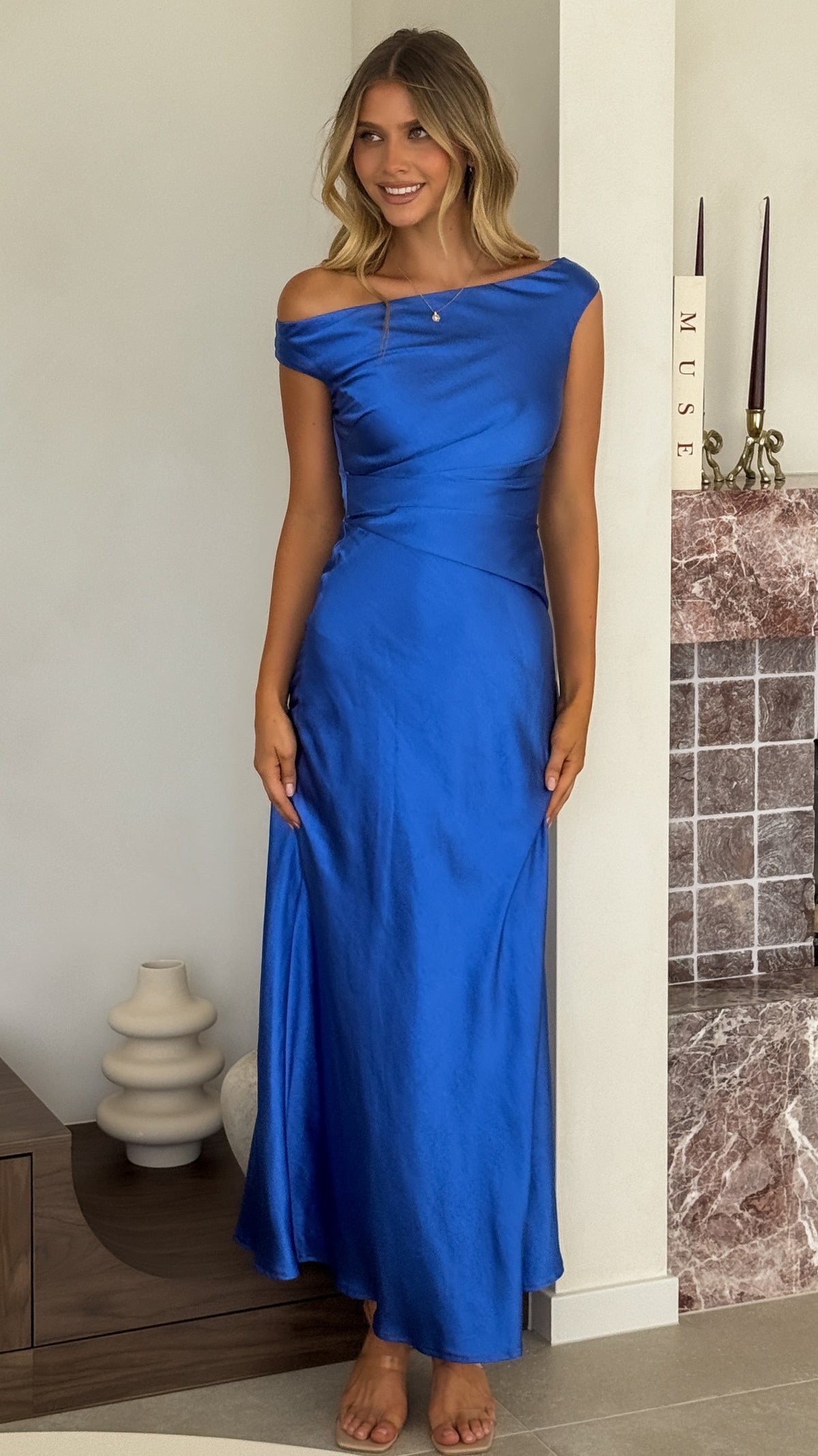 Auria Off Shoulder Maxi Dress - Royal Blue