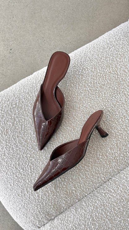 Adele Heel - Chocolate Patent Croc
