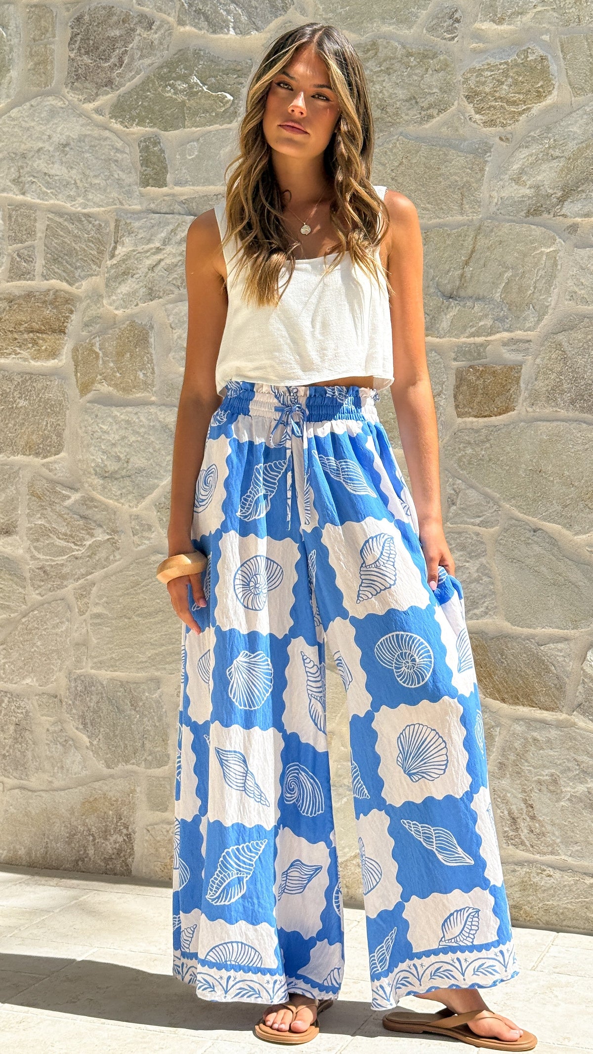 Avery Wide Leg Pants - La Mer Blue