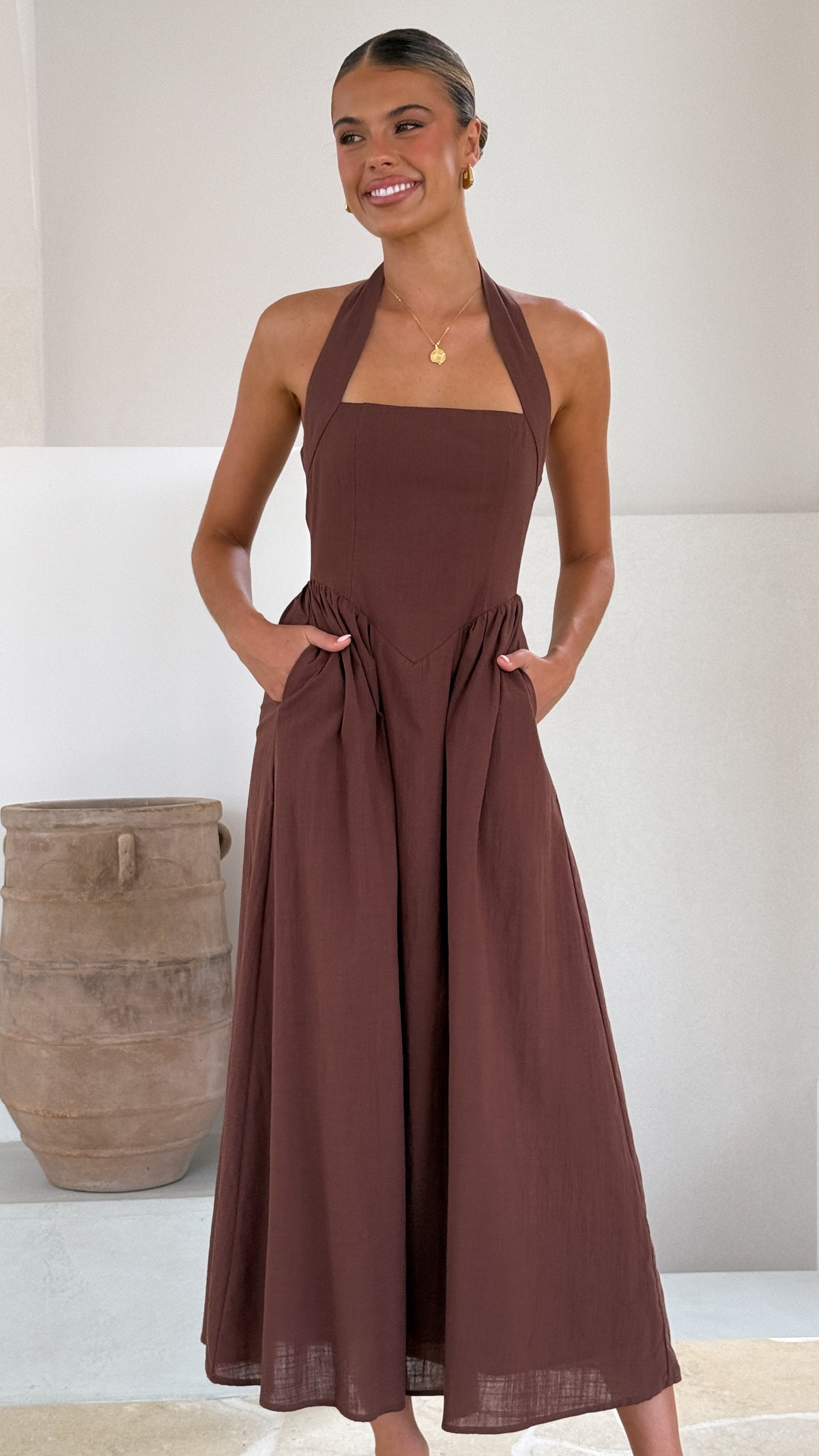 Caden Maxi Dress - Chocolate