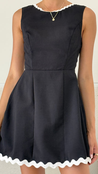 Aceline Mini Dress - Black/White