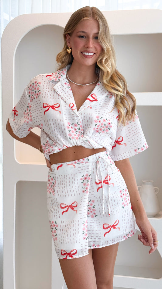 Abilene Wrap Mini Skirt - Sweet Bow Pink