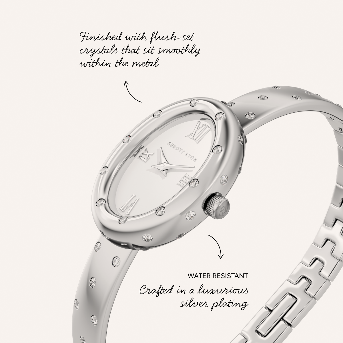 Polka Dot Crystal Watch & Bangle Set (Silver)