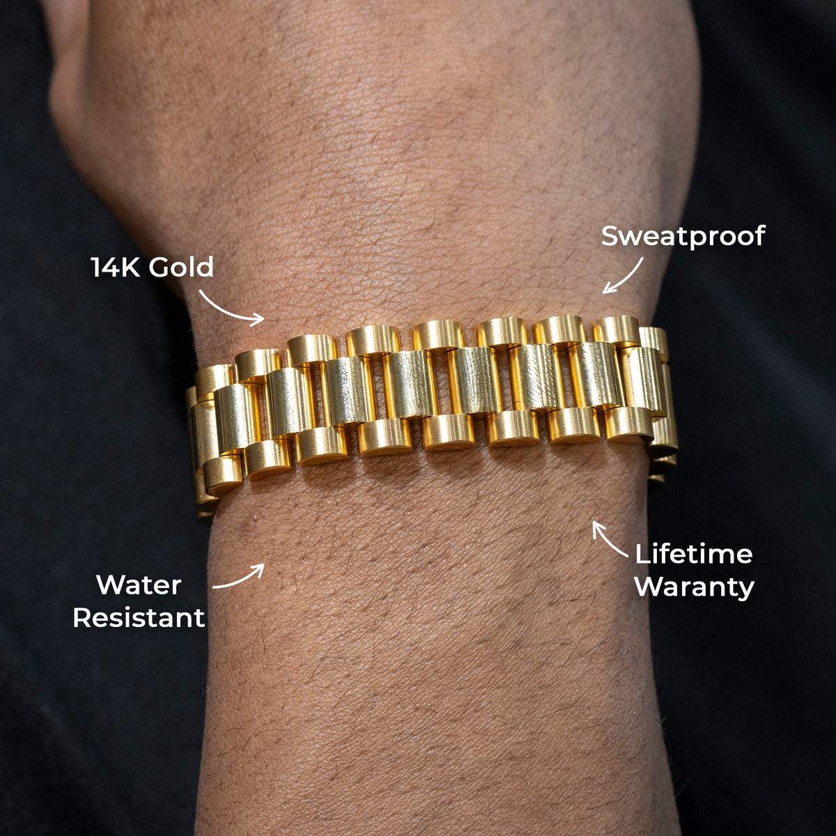 Gold Jewelry -  Mens 14K Gold Presidential Band Bracelet