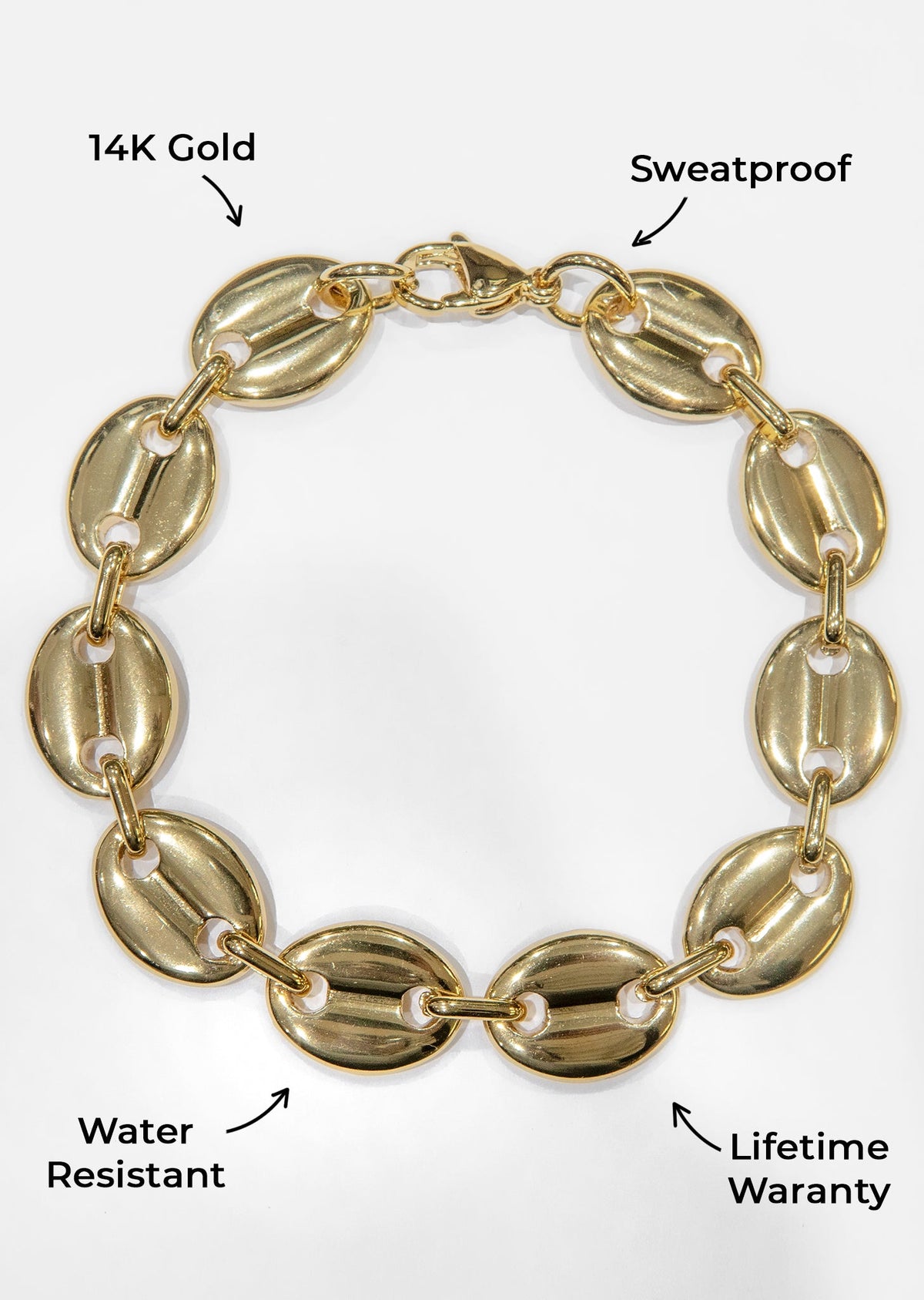 Gold Jewelry -  Mens 14K Gold Puff Bracelet