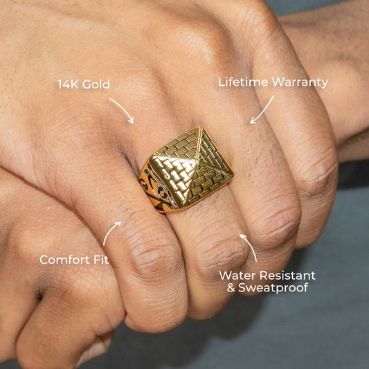 Mens Jewelry - Pyramid Gold Pinky Ring | 20 Grams