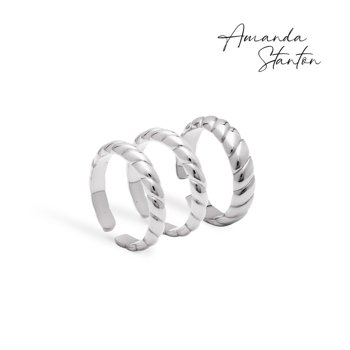 Rope Ring Stack (Silver)