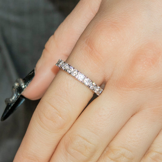 Womens Jewelry - 14K Gold Iced Out VVS Eternity Ring | 6.3 Grams