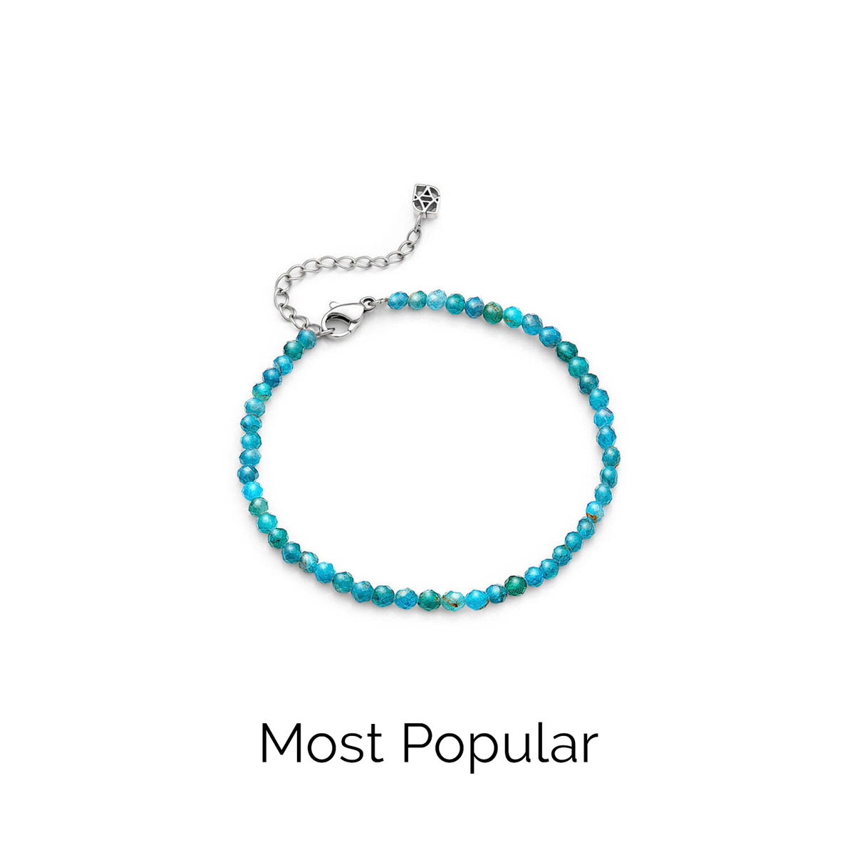 Layering Blue Apatite Beaded Bracelet (Silver)