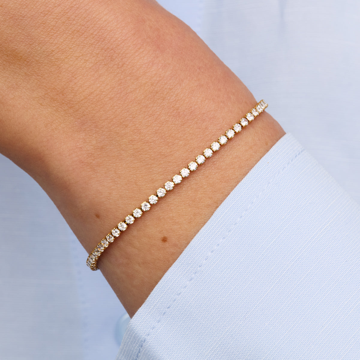 Mini Tennis Chain Bracelet (Gold)