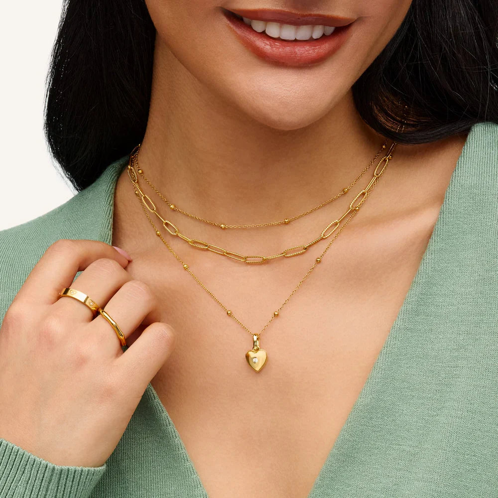 Heart Double Photo Locket Necklace (Gold)